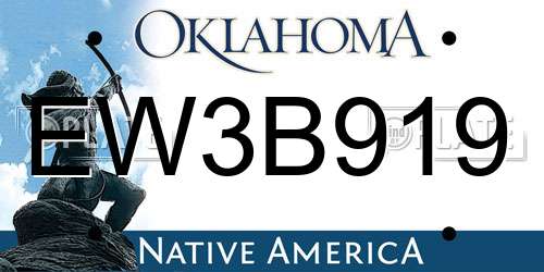 EW3B919 Oklahoma License Plate
