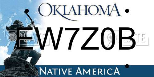 EW7Z0B Oklahoma License Plate