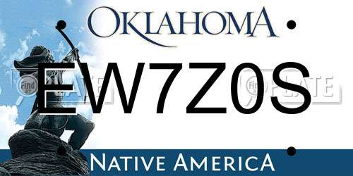 EW7Z0S Oklahoma License Plate