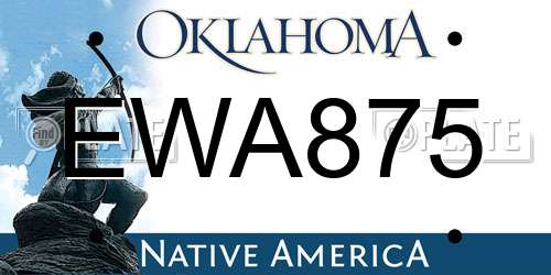 EWA875 Oklahoma License Plate