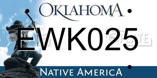 EWK025 Oklahoma License Plate
