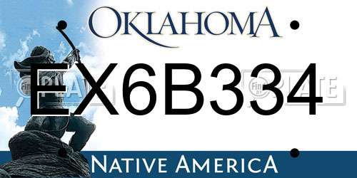 EX6B334 Oklahoma License Plate