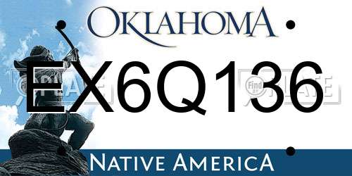 EX6Q136 Oklahoma License Plate