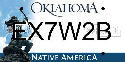 EX7W2B Oklahoma License Plate