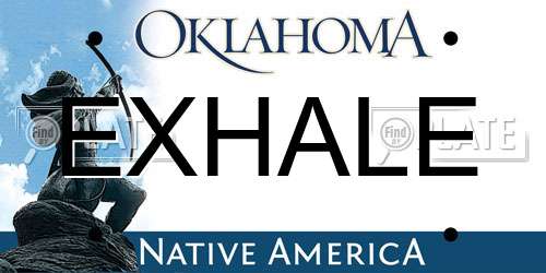 EXHALE Oklahoma License Plate