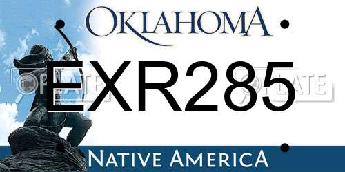 EXR285 Oklahoma License Plate