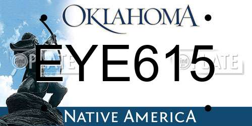 EYE615 Oklahoma License Plate
