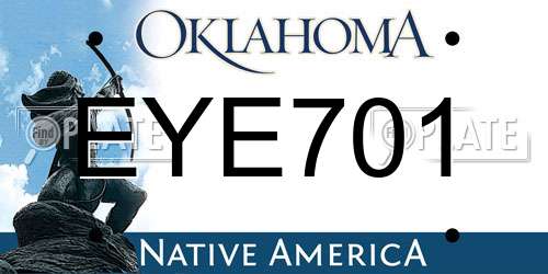 EYE701 Oklahoma License Plate