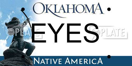 EYES Oklahoma License Plate