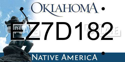EZ7D182 Oklahoma License Plate
