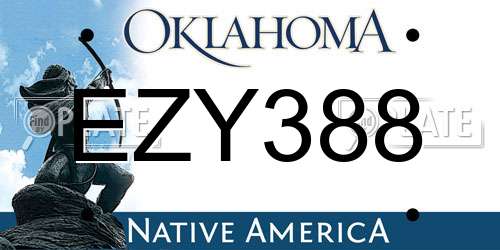 EZY388 Oklahoma License Plate