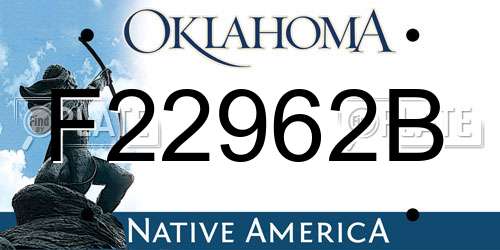 F22962B Oklahoma License Plate