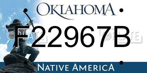 F22967B Oklahoma License Plate