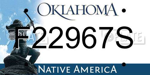 F22967S Oklahoma License Plate