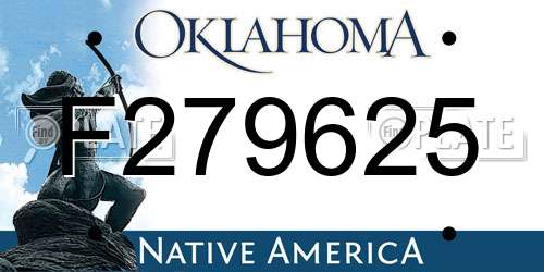 F279625 Oklahoma License Plate