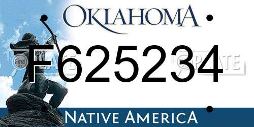 F625234 Oklahoma License Plate
