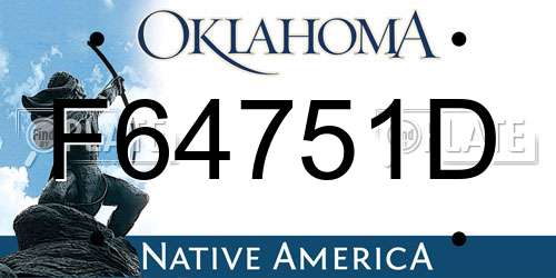 F64751D Oklahoma License Plate