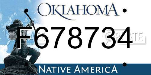 F678734 Oklahoma License Plate