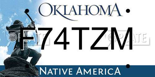 F74TZM Oklahoma License Plate