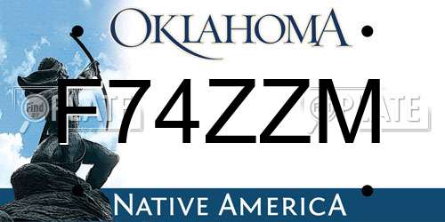 F74ZZM Oklahoma License Plate