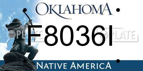 F8036I Oklahoma License Plate