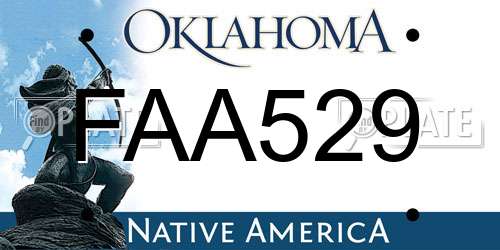 FAA529 Oklahoma License Plate
