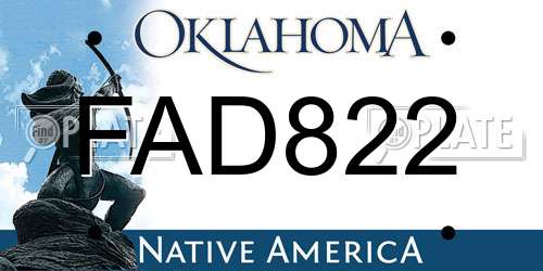 FAD822 Oklahoma License Plate