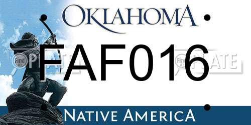 FAF016 Oklahoma License Plate