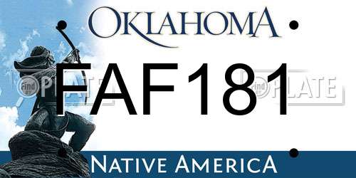 FAF181 Oklahoma License Plate