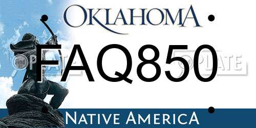 FAQ850 Oklahoma License Plate