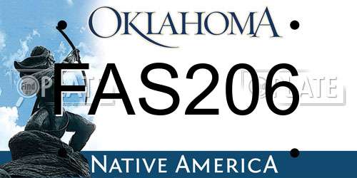 FAS206 Oklahoma License Plate