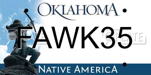 FAWK35 Oklahoma License Plate