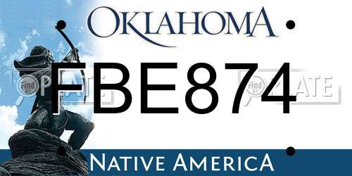 FBE874 Oklahoma License Plate