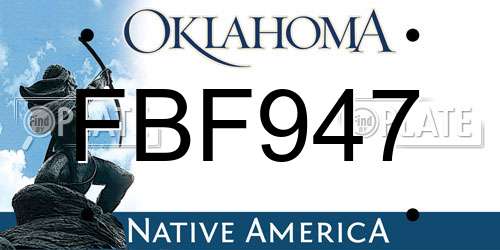 FBF947 Oklahoma License Plate