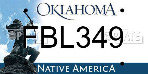 FBL349 Oklahoma License Plate