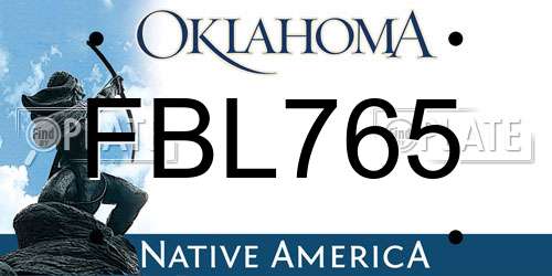 FBL765 Oklahoma License Plate