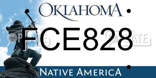 FCE828 Oklahoma License Plate