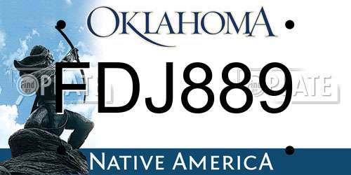 FDJ889 Oklahoma License Plate