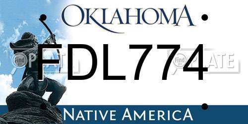 FDL774 Oklahoma License Plate