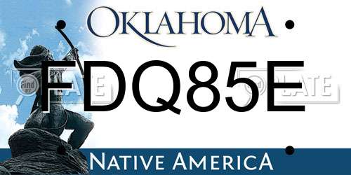 FDQ85E Oklahoma License Plate