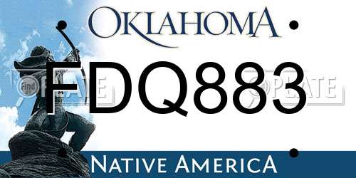FDQ883 Oklahoma License Plate