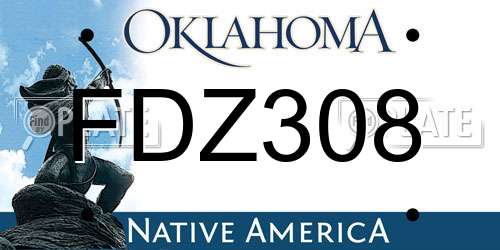 FDZ308 Oklahoma License Plate