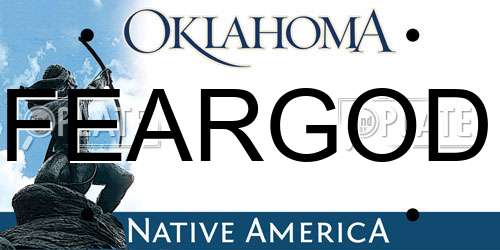 FEARGOD Oklahoma License Plate
