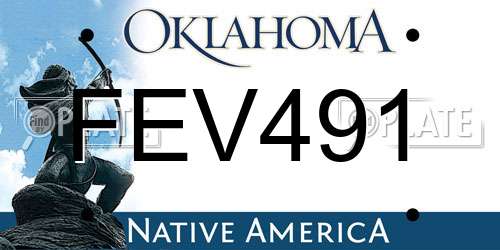 FEV491 Oklahoma License Plate