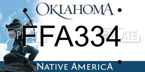 FFA334 Oklahoma License Plate