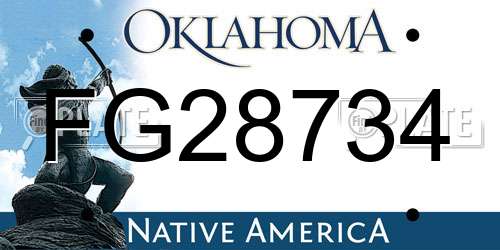 FG28734 Oklahoma License Plate