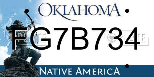 FG7B734 Oklahoma License Plate