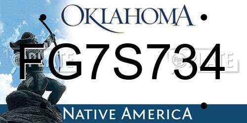 FG7S734 Oklahoma License Plate