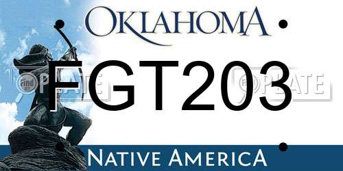 FGT203 Oklahoma License Plate