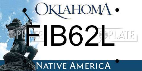 FIB62L Oklahoma License Plate